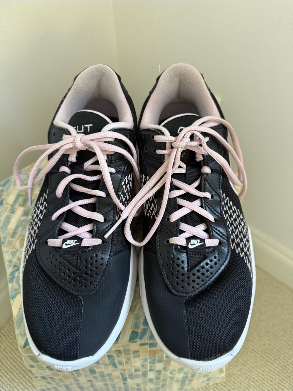 Nike Women’s Black and Light Pink Athletic Sneakers